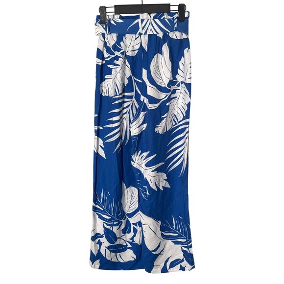 MANGO Tropical Print Flowy Wide Leg Trousers Blue and White Size XS - Picture 5 of 14